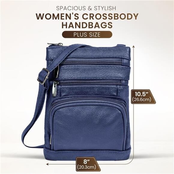 Leather Crossbody Purse for Women Multi Pocket Adjustable Strap Travel Bag - Picture 3 of 8